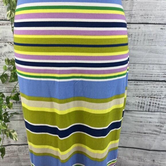 Liz Claiborne Skirt size Large Blue Purple Striped Jersey Straight Pencil Knee - Picture 6 of 12